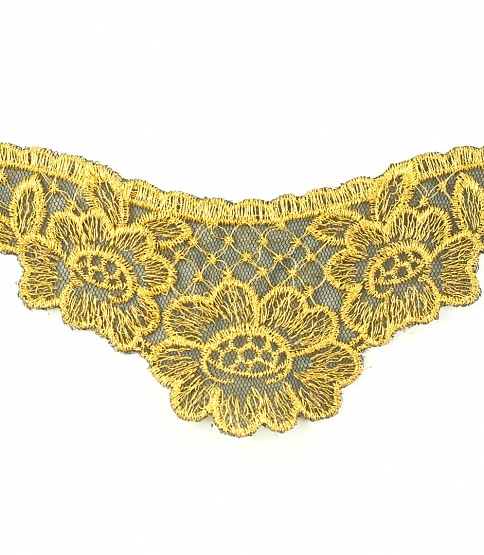Vintage Gold Lurex Neckline Applique - Click Image to Close